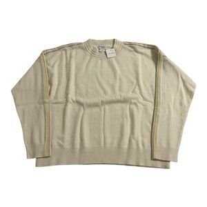 Club Monaco Ivory Cashmere Striped Crewneck Sweater Womens NWT $269 MSRP